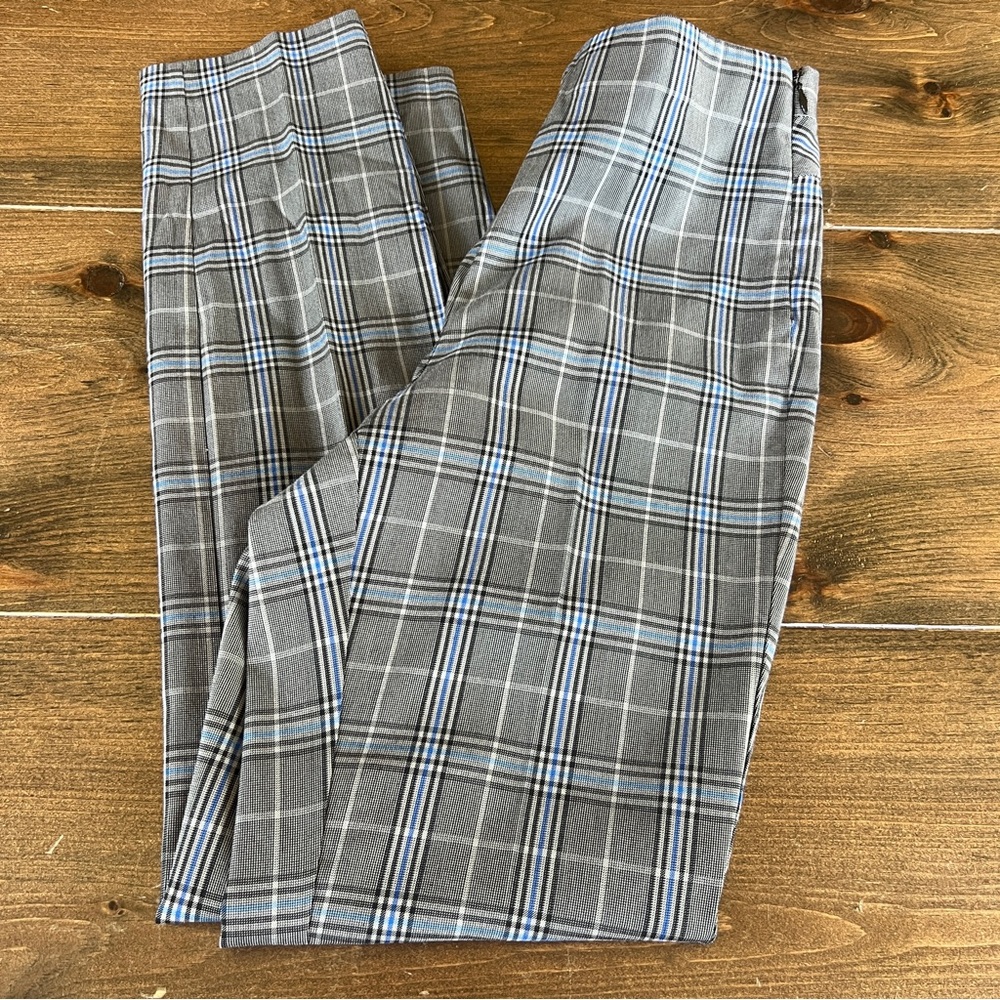 Rag & Bone Women’s Simone Blue and Gray Plaid Pants/Trousers